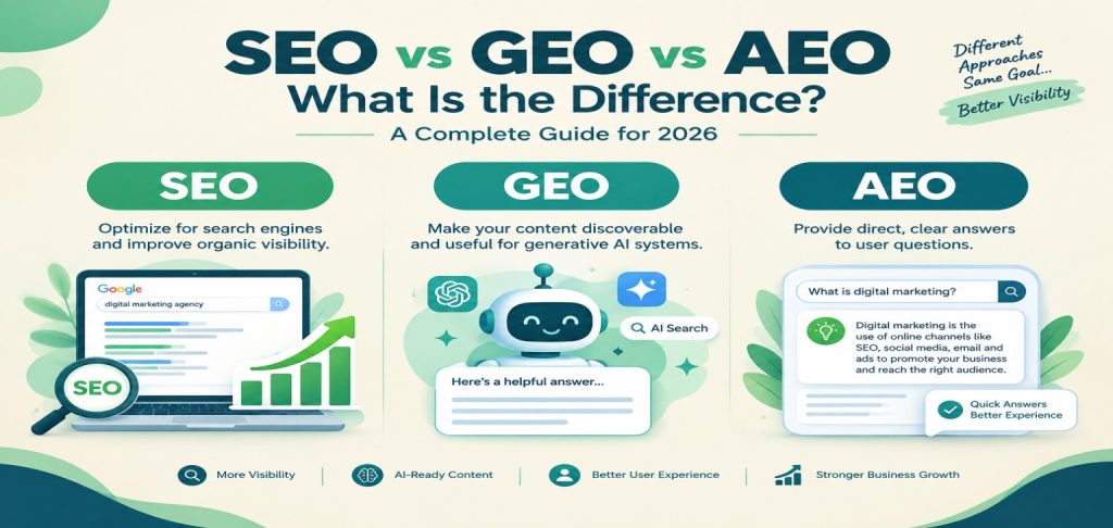 SEO vs GEO vs AEO comparison