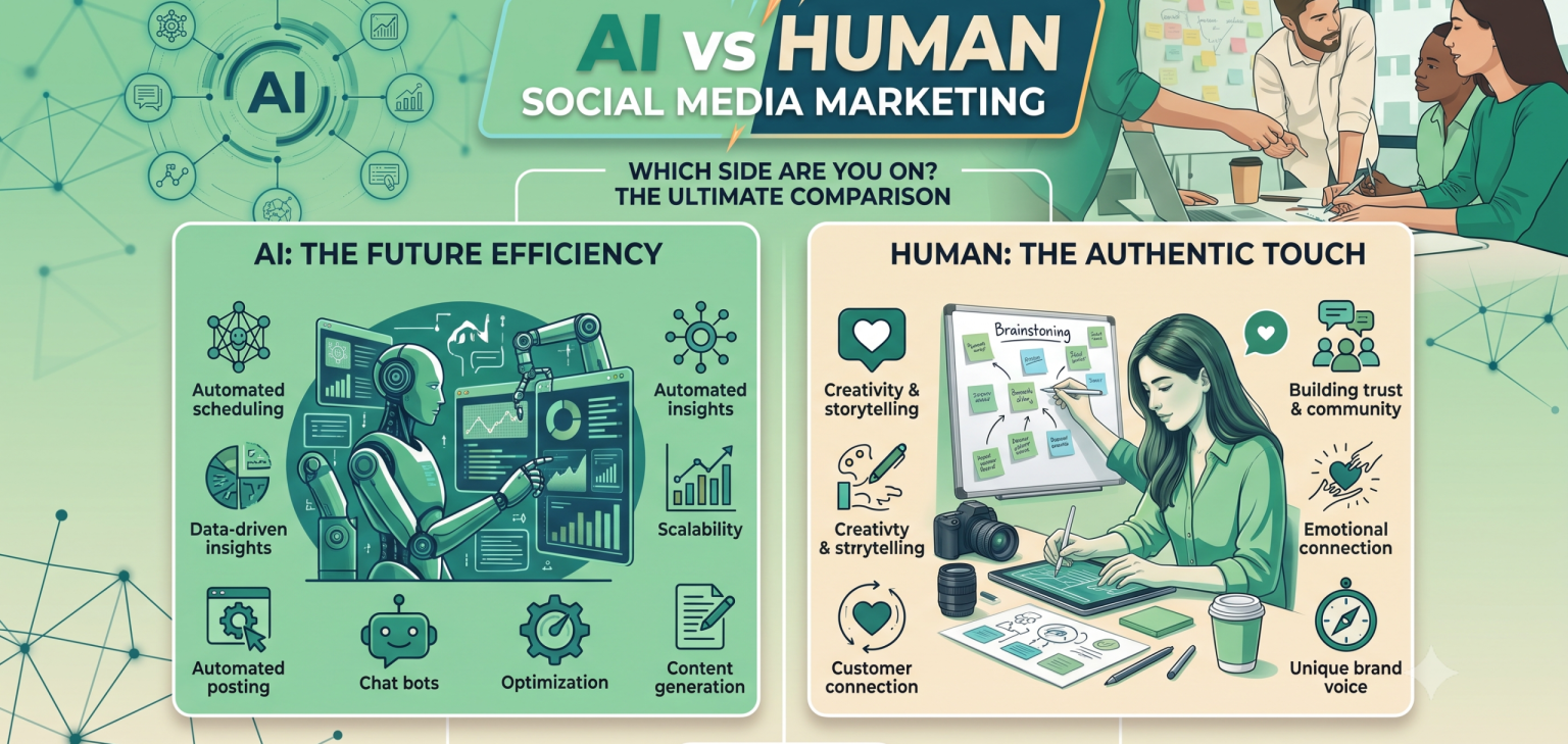 "AI vs Human Social Media Marketing